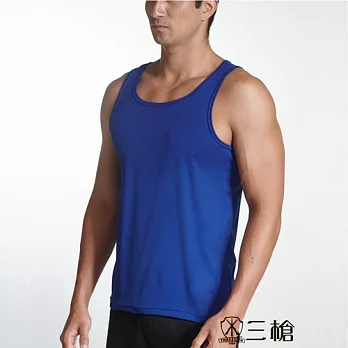【三槍牌】時尚經典排汗速乾型男彩色羅紋背心~3件組隨機取色M藍