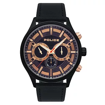 POLICE 頻率輪轉三眼腕錶-15412JSB02