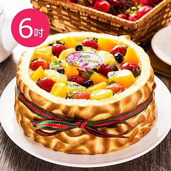 【樂活e棧】父親節造型蛋糕-虎皮百匯蛋糕(6吋/顆,共2顆)水果x布丁