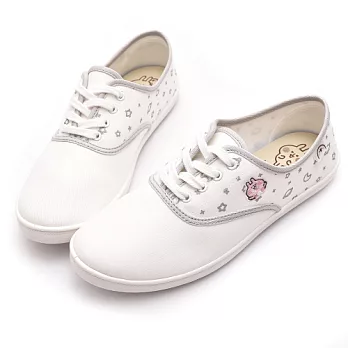 【AMEBER】正版 我愛卡娜赫拉繫帶厚乳膠小白鞋休閒鞋-白色MITJP23.5白色