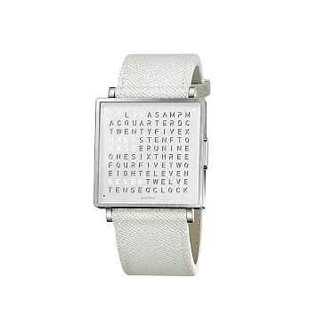 Qlocktwo W39 PureWhite 白色霧面精鋼腕錶_白色牛皮錶帶無白色