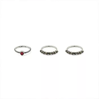Snatch 紅心公主與小鑽戒指三件組 / Princess Red Heart & Diamond Friends Ring Set