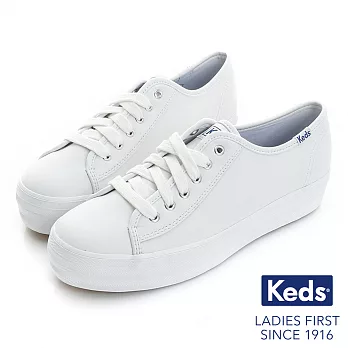 KEDS -TRIPLE KICK 時尚皮革厚底休閒鞋-白 US5.5白