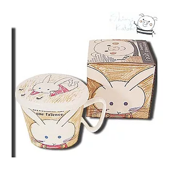 Shinzi Katoh 插畫家素描手工馬克杯-凝視螞蟻的兔子