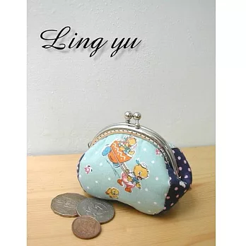 手縫ok!-桃子口金包:粉藍色玩耍篇(拼布材料包)