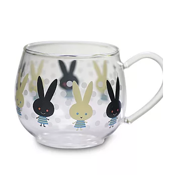 Shinzi Katoh 耐熱彩繪玻璃湯杯-黑白小兔