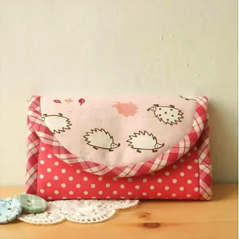 手縫ok!-粉紅刺蝟手握包(拼布材料包)