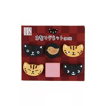 《Wooden mini》日式和風造型木製磁鐵-黑貓(2組)