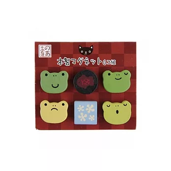 《Wooden mini》日式和風造型木製磁鐵-青蛙(2組)