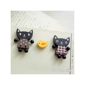 《Wooden mini》和風強力造型磁鐵組-黑貓