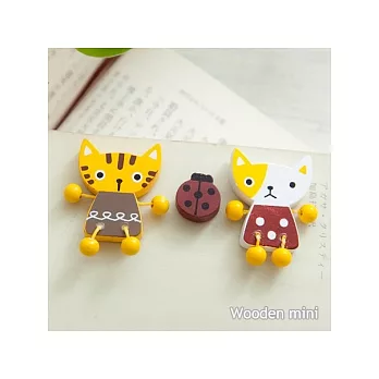 《Wooden mini》和風強力造型磁鐵組-黃貓