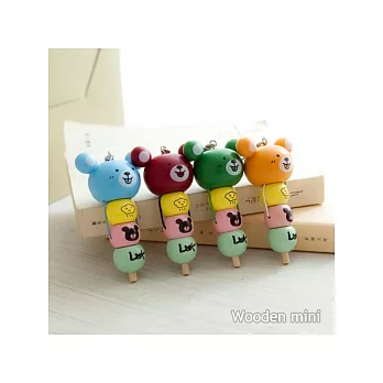 《Wooden mini》塗鴨熊串串原子筆吊飾(隨機2入)藍色墨水