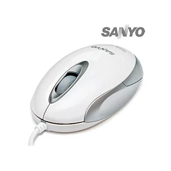 SANYO三洋 日系USB有線光學鼠(珍珠白)