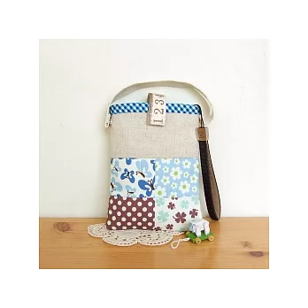 手縫ok!-藍彩格手機袋(拼布材料包)