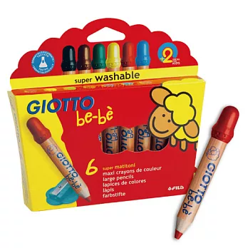 【義大利 GIOTTO】可洗式寶寶木質蠟筆(6色)