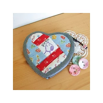 手縫ok!-心形零錢包<粉藍>(拼布材料包)