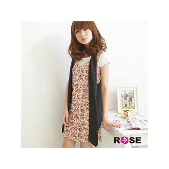 ROSE。日系浪漫春漾甜美花柄長版背心上衣-粉系