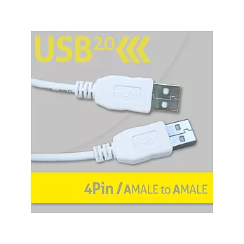 USB2.0傳輸線-A公對A公1.8M(白)白色