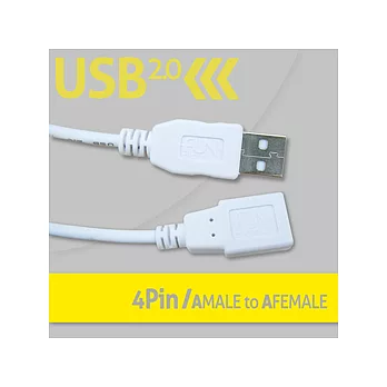 USB2.0傳輸線-A公對A母1.8M(白)白色