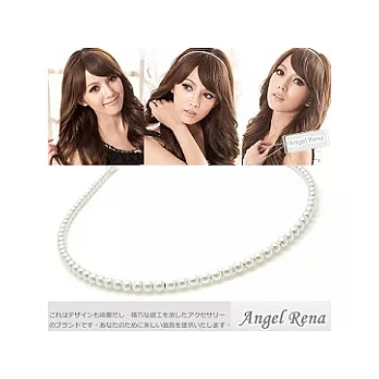 【Angel Rena】奧黛麗赫本公主細版珍珠髮箍-真珠白