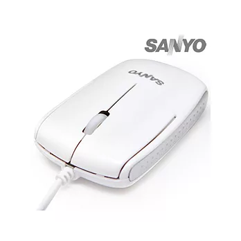 SANYO三洋日系輕巧USB有線光學鼠(雪花白)白