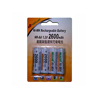 NEXcell耐能 3號充電電池2600mAh四顆(台灣製造)