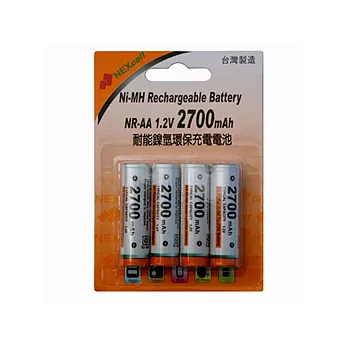 NEXcell耐能 3號充電電池2700mAh四顆(台灣製造)