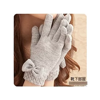 【靴下部屋】雙層加倍保暖!蝴蝶結毛線手套-灰系