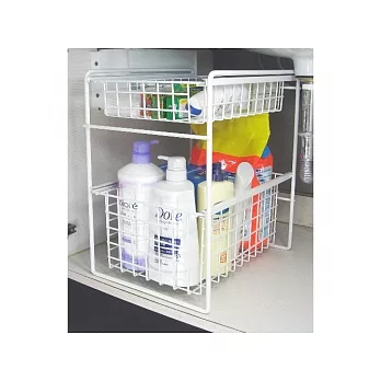 【安價良品】洗面&流理台下引出式整理架白色