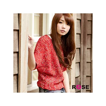 ROSE。自然感混色短袖針織上衣-紅系