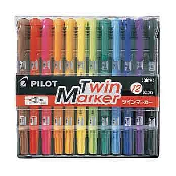 百樂PILOT 雙頭麥克筆_細_12色組(MF-12EU-S12)