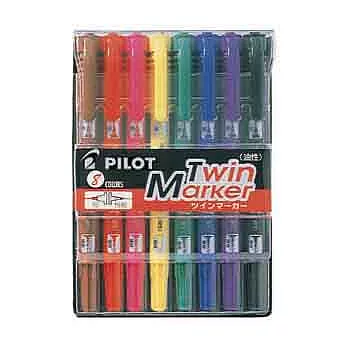 百樂PILOT 雙頭麥克筆_細_8色組(MF-12EU-S8)