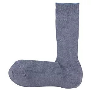 [MUJI 無印良品]男祕魯棉混螺紋直角襪藍色