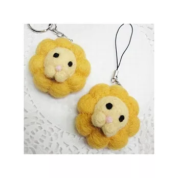 波堤獅(手機繩+鑰匙圈)二入-羊毛氈