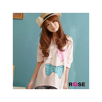 ROSE。我愛蝴蝶結圓領上衣-粉系