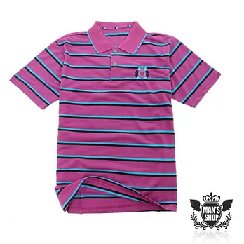 【小鬼潮流】P0187*【型男穿搭雙橫條短袖POLO衫】紫色 L