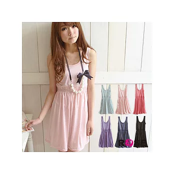 ROSE。棉花糖色系純色縮腰洋裝-藍系