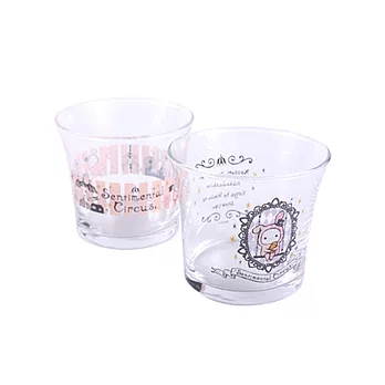 San-X魔幻馬戲團玻璃水杯(2入)-花紋LOGO