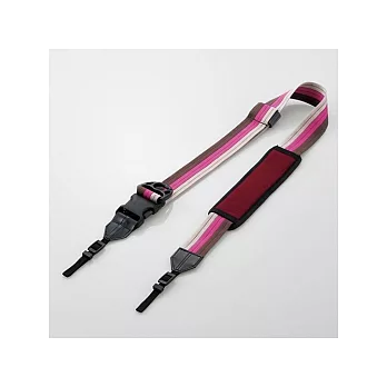 ELECOM 單眼相機伸縮背帶(條紋)粉紅