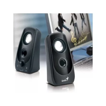Genius SP-U150 純黑鏡面隨身娛樂-雙聲道多媒體喇叭(usb介面)