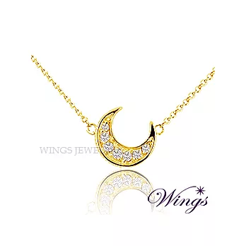 Wings 月光下的精靈,最溫柔的守護 金色限量版 925純銀八心八箭方晶鋯石項鍊 NW090