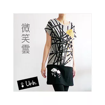 :Urb.【微笑雲。慢慢走】女/灰+黑/創意雙層綁繩款/M