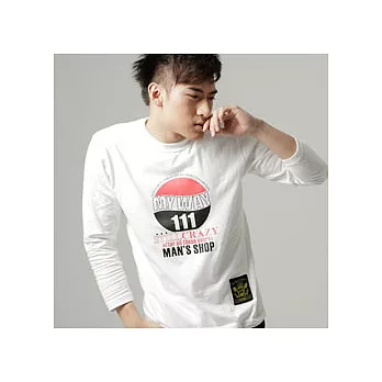 【男人幫】T5461*自創品牌【美式休閒MY-WAY數字111長袖上衣】白色L