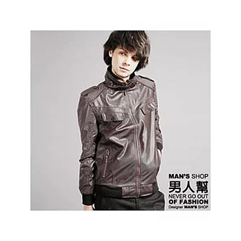 【男人幫】C5186*【龐克騎士立領皮衣外套】咖啡色L