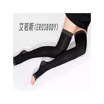 【EROSBODY】艾若斯健美黑色睡眠款超緊實款美腳過膝踩腳高筒襪