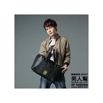 【男人幫】B0347*自創品牌【古著潮流圓圈設計側背包】黑色