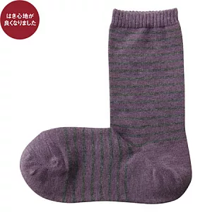 [MUJI 無印良品]女棉混橫紋直角短襪紫色