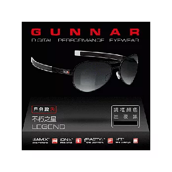 GUNNAR數位光學眼鏡 Legend-不朽之星 銀灰色鏡片戶外款(星夜黑)