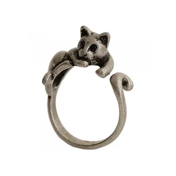 【A+ accessories】頑皮家族-韓國幸運動物造型戒指(古銀/狸)