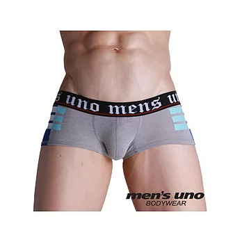 【men’s uno BODYWEAR】藍白條紋不規則拼接花灰色四角褲/S